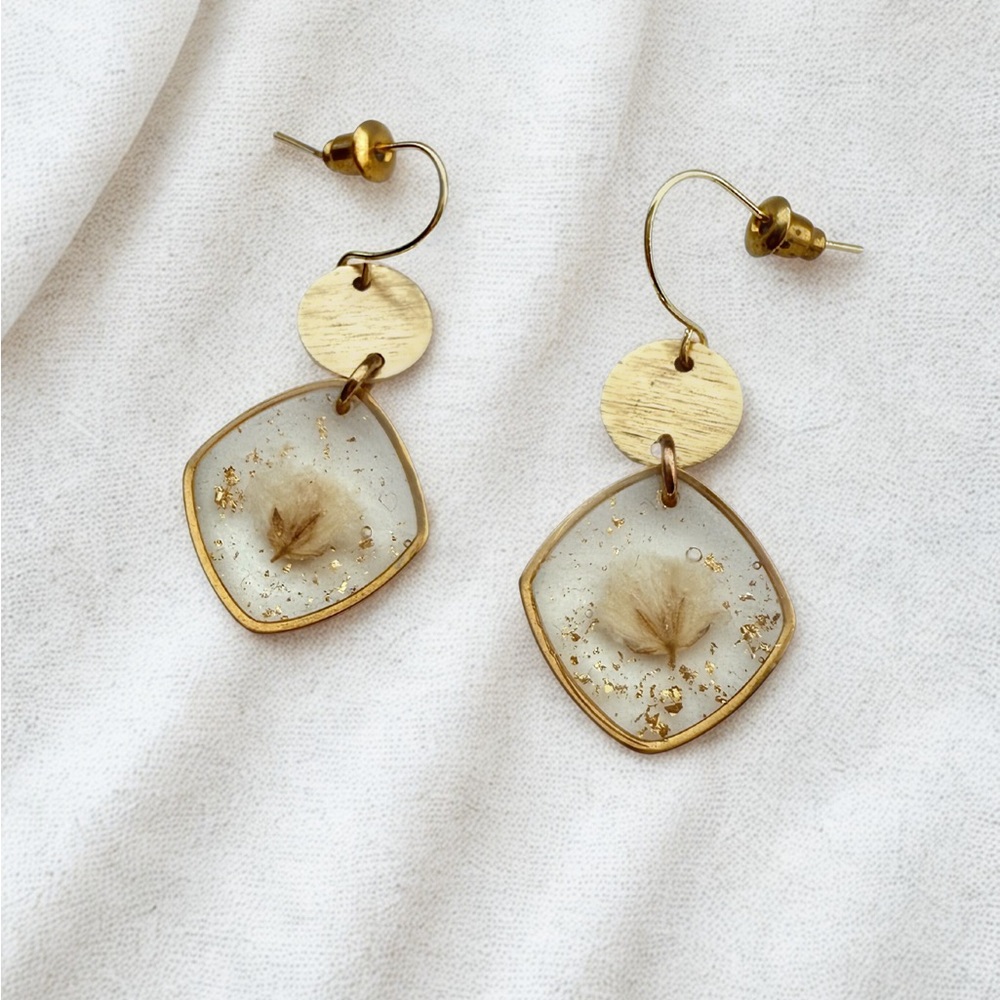 Handmade Gold Tone Baby’s Breath Earrings